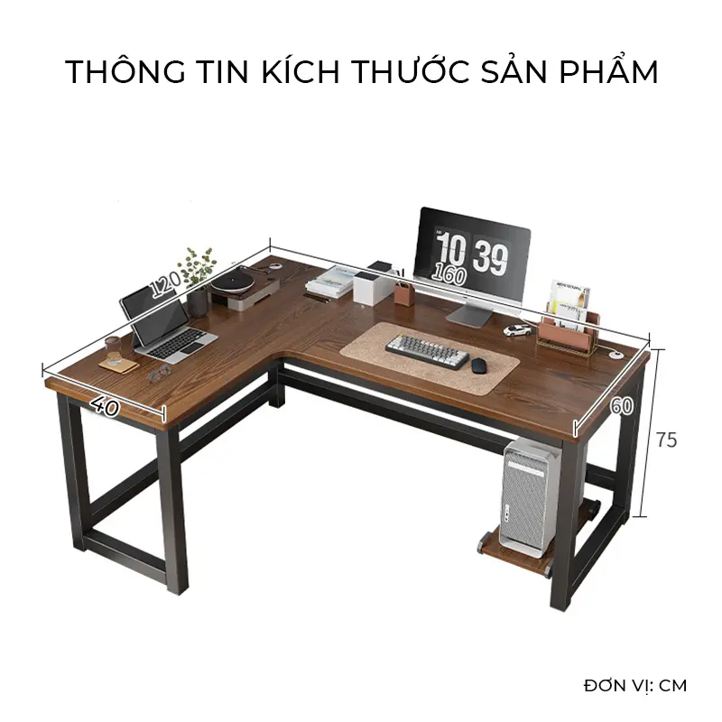Bàn làm việc chữ L dày 25mm, khung thép chống ghỉ phủ sơn tĩnh điện thương hiệu IGA - GM126 7