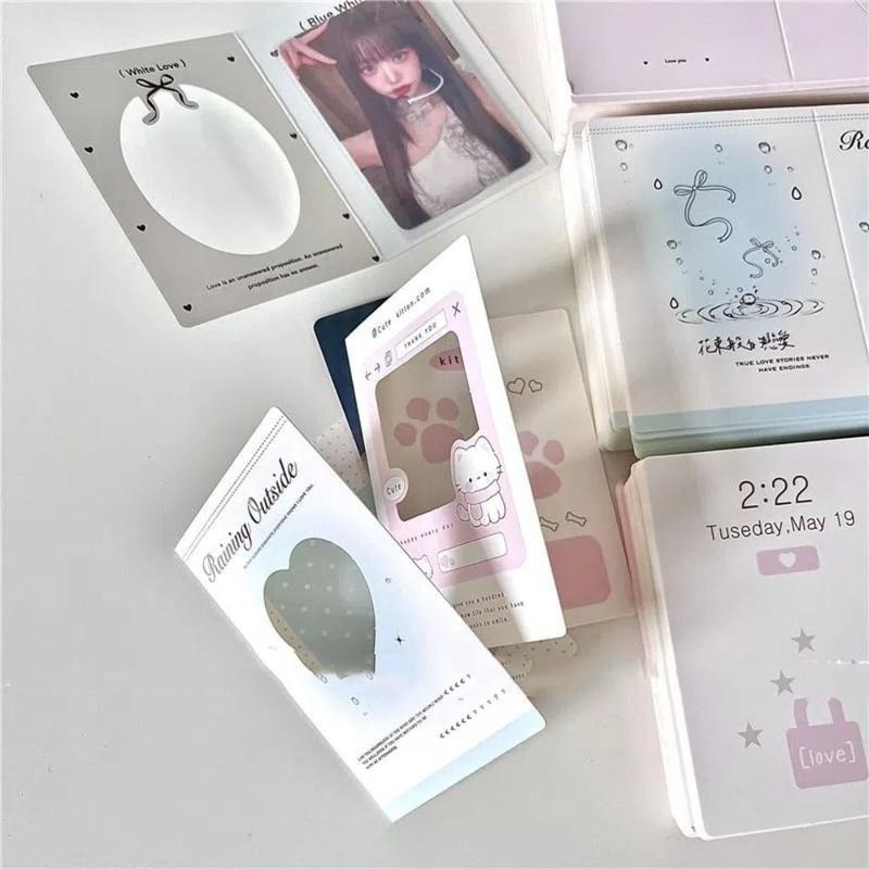 asdfger 6pcs/30pcs New Folding Photocard Holder Hollow Kpop Photo Card Back Card DIY 3 Inch Packing Fixed Cardboard Idol Photo 8