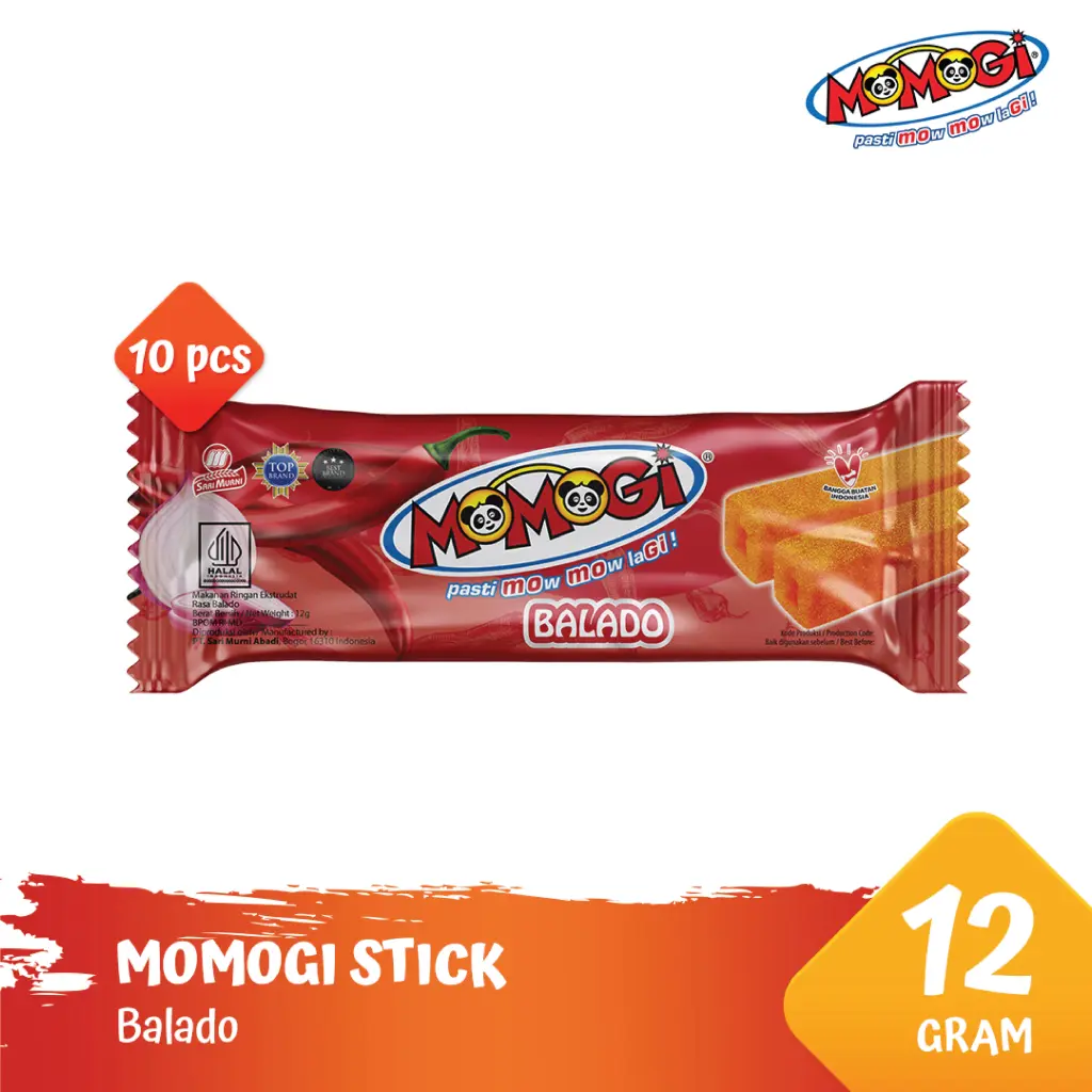 Momogi Stick Snack Makanan Ringan 12gr - Balado [1 Box @ 10 Pcs]
