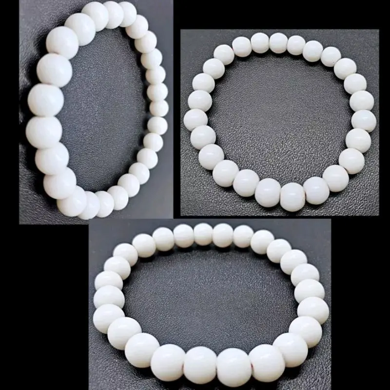 Gelang Batu Alam Natural Giok Putih Salju. Natural Stone 3