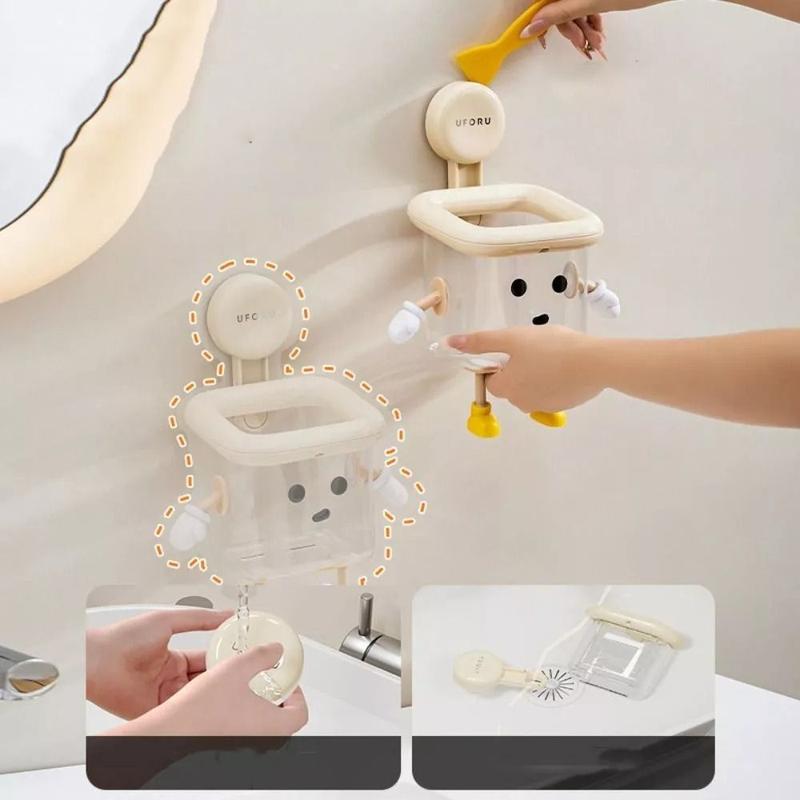 New Transparent Toothbrush Holder Wall-mounted Suction Cup Toilet Storage Rack No Punching Multifunctional Bathroom Storage Box 5