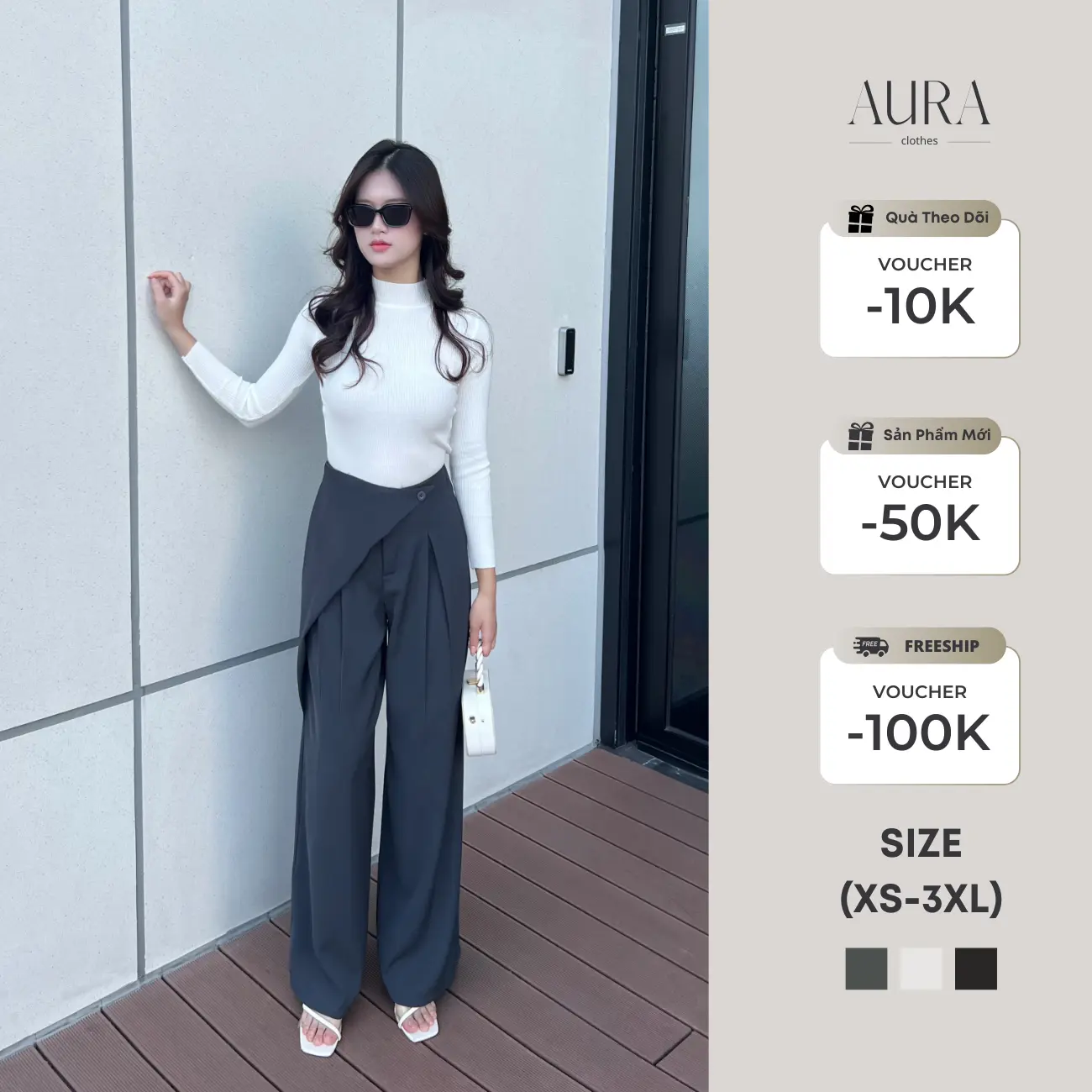 Quần tây nữ ống suông vạt cách điệu thiết kế hottrend mango cao cấp thoáng mát-mềm mịn ong women a23 - pants