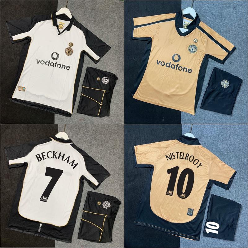  Bộ quần áo bóng đá thể thao nam nữ đội clb Mu retro 2001 - vải polyester thái cao cấp 