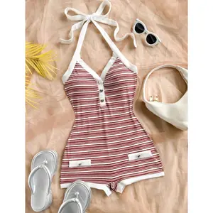 SHEIN Soleia Women's Casual Beach Vacation Halter Romper