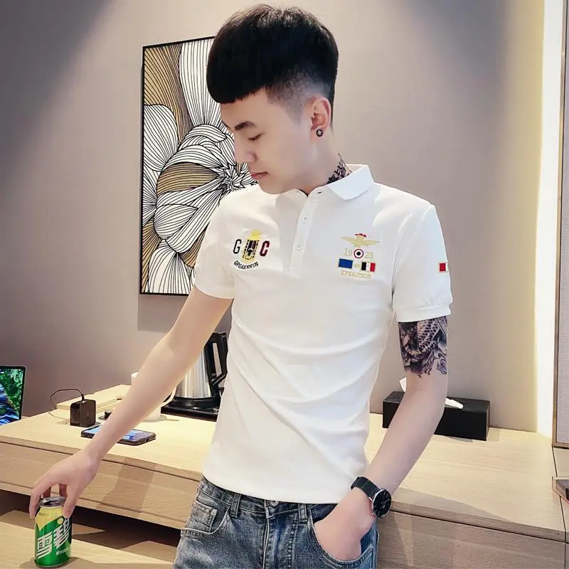 Áo Thun ngắn Tay Dáng Ôm Hợp Xu hướng Phong Cách Hàn Quốc Cho Nam, Hàng Mới Về Mùa Hè, Tinh Thần Xã Hội, Thích Hợp Cho Giới Trẻ, Áo Polo Tay Lửng Bó Sát tú  thun  mỹ tú  thun  mỹ áo  martin áo  của  đạo  tin  lành áo  cứ  thế  thôi