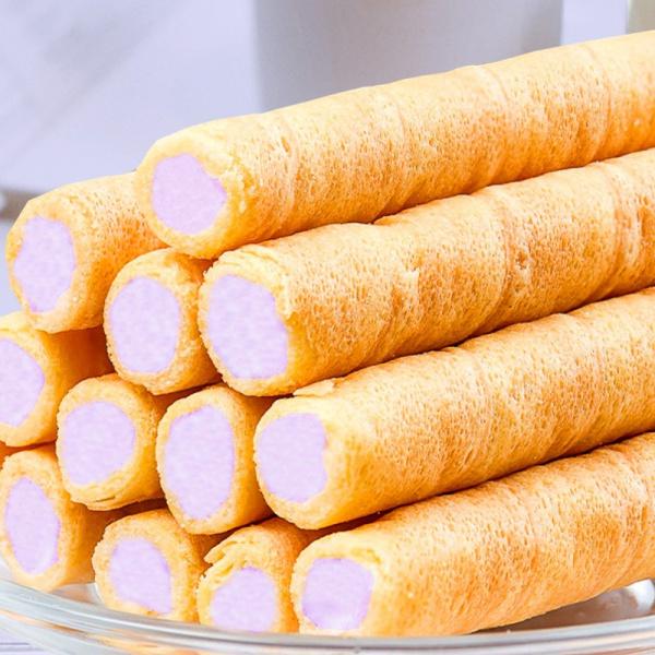Product Introduction of Breakfast Taro Milk Egg Roll Stuffed Biscuits Afternoon Tea Nutritious Leisure Snacks Food Wholesale 1