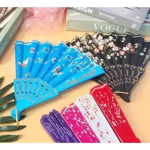 KIPAS TANGAN SATIN JEPANG TARI LIPAT MOTIF / SOUVENIR KIPAS HIASAN KIPAS WARNA WARNI BERMOTIF / SOUVENIR PERNIKAHAN