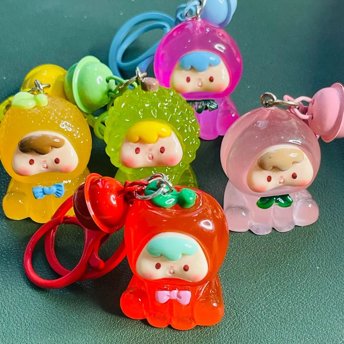 (Combo 6 tặng 1/ 12 túi tặng 2 )Túi mù ngẫu nhiên Móc khoá trái cây( 3.3x2.8cm) dạ quang 5 màu đồ chơi trẻ em, trang trí để bàn, quà tặng ý nghĩa tui muph