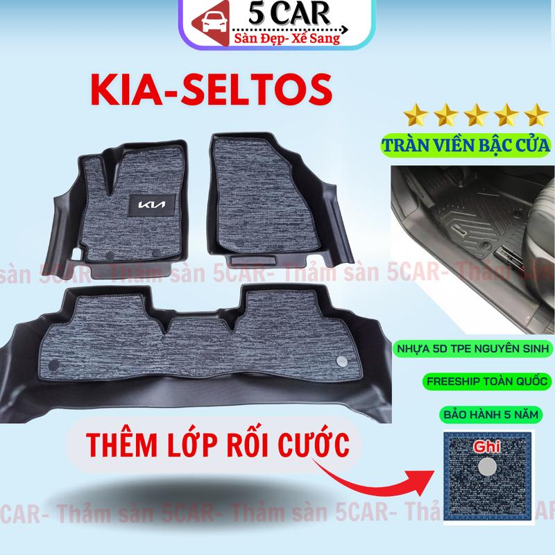 Thảm Sàn Đúc Tràn Viền NHỰA 5D-5CAR Dành Cho Xe KIA SELTOS 2018-2024 2025 chuẩn form Chất liệu nhựa TPE 1 bộ 3 tấm dễ dàng tháp lắp vệ sinh-5CAR