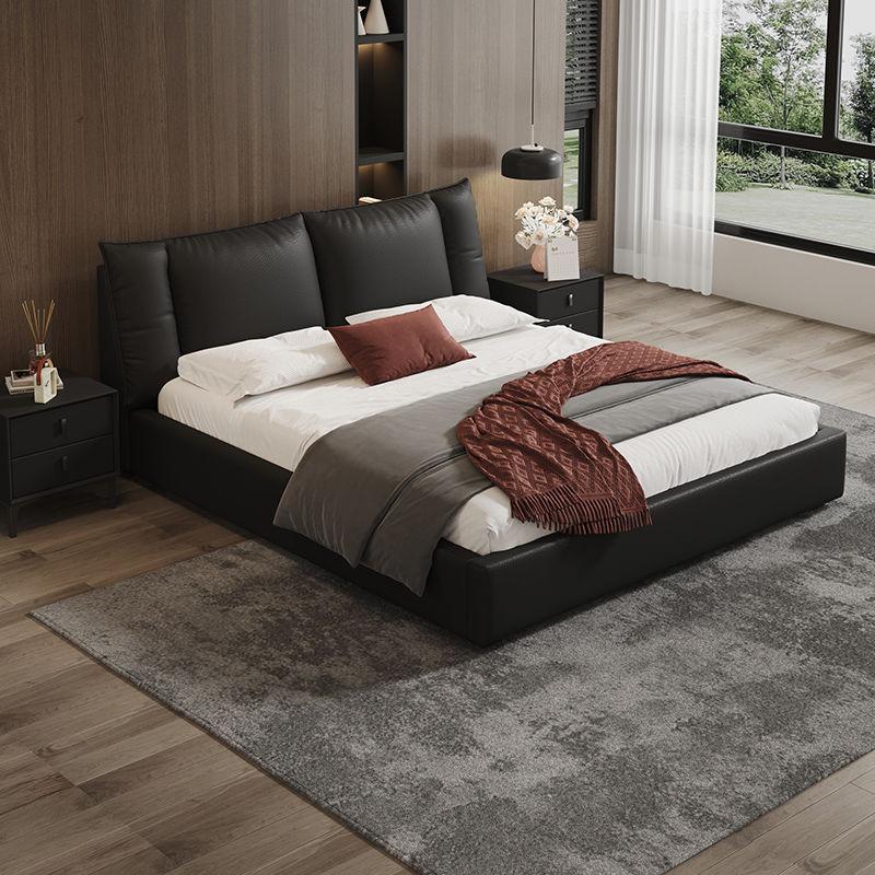 Product Introduction of leather bed  tofu block double modern master bedroom bed high-end storage high box bed 33