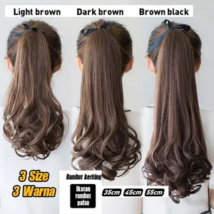 Long Curly Ponytail Hair Clip | Synthetic Hair Extensions for Women 35cm 45cm 55cm 65cm | Ponytail Keriting Panjang Jepit, Ekstensi Rambut Sintetis Wanita