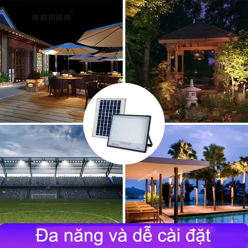 Đèn năng lượng mặt trời 200W chống nước và chống chói mới nâng cấp đèn tiết kiệm năng lượng điều khiển từ xa 8