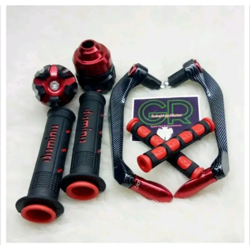 Paket 4 in1 Variasi Proguard Carbon Sabit + Grip Domino sisik + Jalu As Roda +  Karet Handle Rem Universal megapro,beat,ninja,satgria,fu,soul,spacy,klx,rxking,fino,karbu,tiger,vixion,genio,scoopy,mio,vario,nmax,aerox,tiger,pcx,vario,jupiter,cbr Motor 1