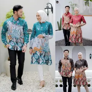 Atasan Tunik Batik Best Seller Couple Batik Motif Ayam Baju Batik Keluarga Wanita Panjang Jumbo