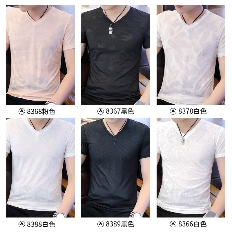 Áo Thun Ngắn Tay, Phong Cách Mùa Hè, Dành Cho Nam Giới, Áo Thun Cổ Chữ V Mới, Màu Trơn Dáng Ôm, Nhanh Khô, Quần Áo 1