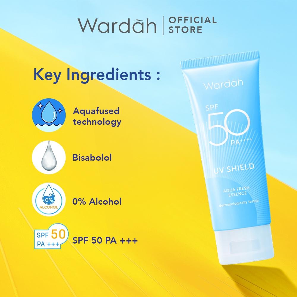 Wardah UV Shield Aqua Fresh Essence SPF 50 PA ++++ 30 ml - Sunscreen Wajah 0% Alkohol - Tekstur Ringan - Menghidrasi - Untuk Semua Jenis Kulit facial hydrating Muka Hyaluronic Wardah UV Shield Aqua Fresh Essence SPF 50 PA ++++ 30 ml - Sunscreen Wajah 0% Alkohol - Tekstur Ringan - Menghidrasi - Untuk Semua Jenis Kulit facial hydrating Muka Hyaluronic