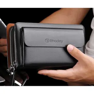 COD Rhodey Dompet Tas Clutch Handbag Wanita Pria 3 Ruang Besar Bahan Kulit PU Elegan Mewah