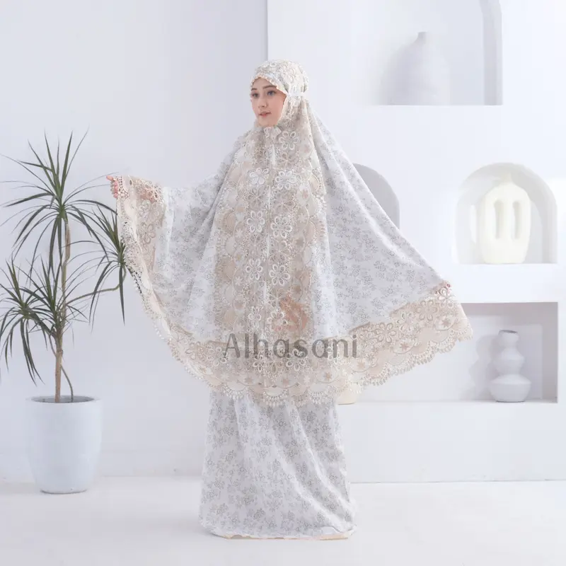 Mukena Dewasa Katun Super Foil Renda Mewah Muslim Motif Rayon Wanita Mukenah Cantik 2