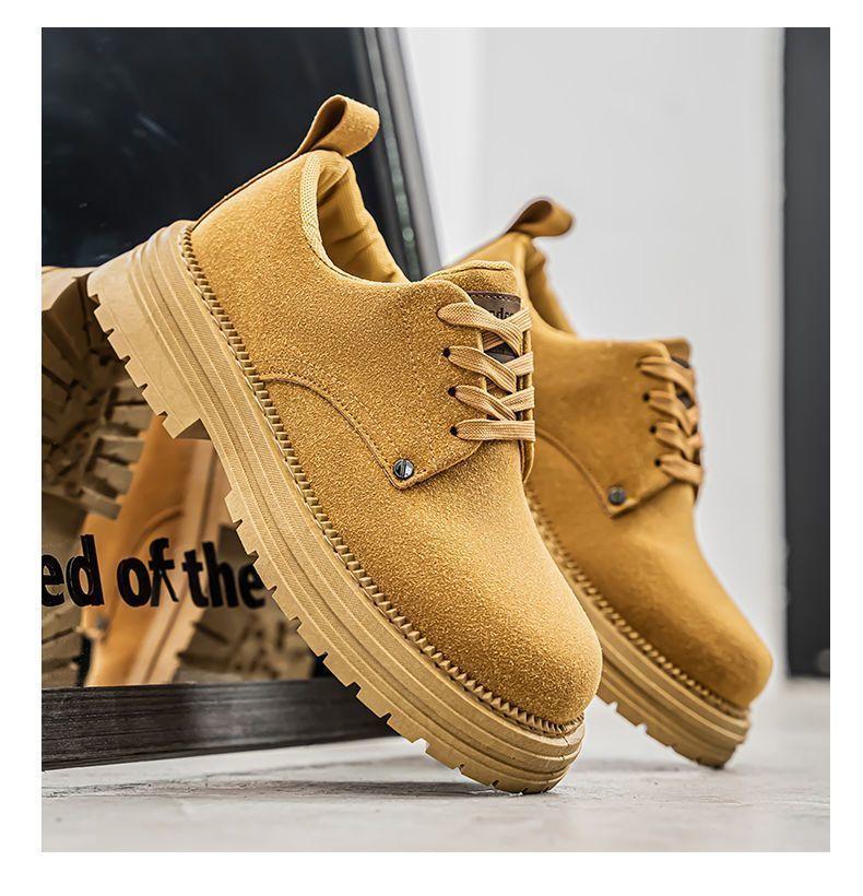 Product Introduction of Men's Shoes 2025 New Spring British Style Retro Low-top Work Boots Yellow Boots Men's Outdoor Sports Martin Boots Slipper 30