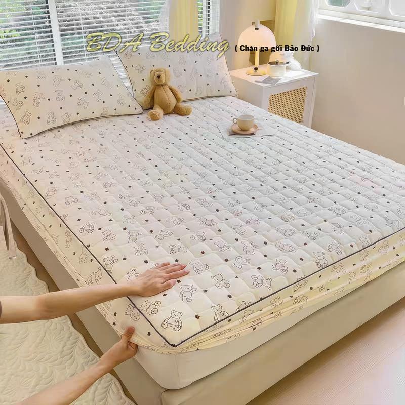 bộ ga + 2 vỏ gối cotton đũi xơ đậu nành mềm mại thông thoáng đủ size nệm cao Chăn Mùa Đông Ấm Ga Trải Giường Đẹp