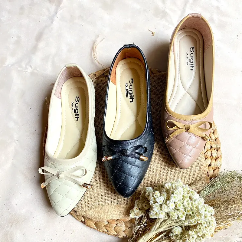 Flatshoes Clarine Sepatu Flat Shoes Wanita Pita 8 - Sandkasse Karet Kerja 2
