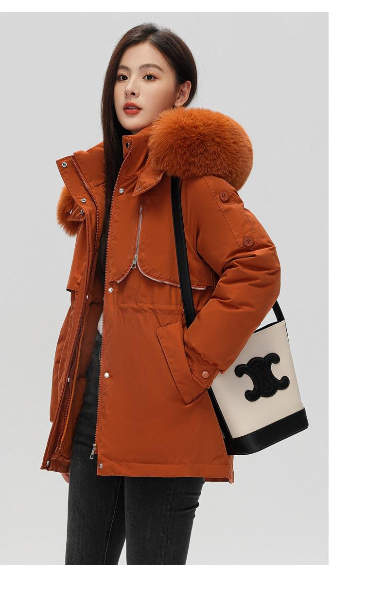 Product Introduction of Fashion Big Fur Collar down Cotton-Padded Jacket Women's Short 2023 New Winter Clothes Small Workwear Thickened Parka Cotton-Padded Jacket 26