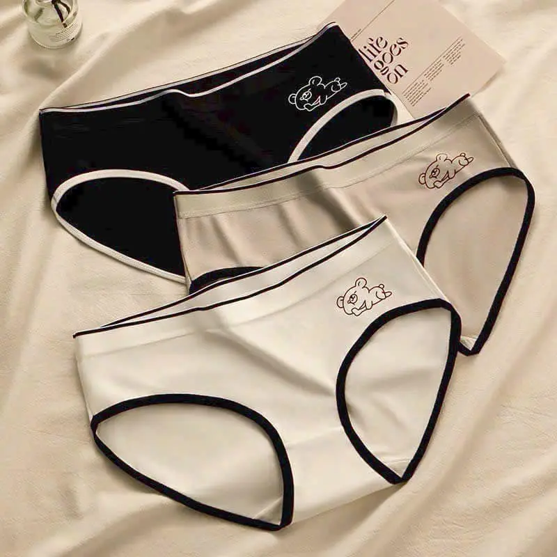 set 10 quần lót cotton nữ thiết kế họa tiết chữ sweet sọc và họa tiết gấu cute mềm mát Women Sọc Kẻ Thun 7