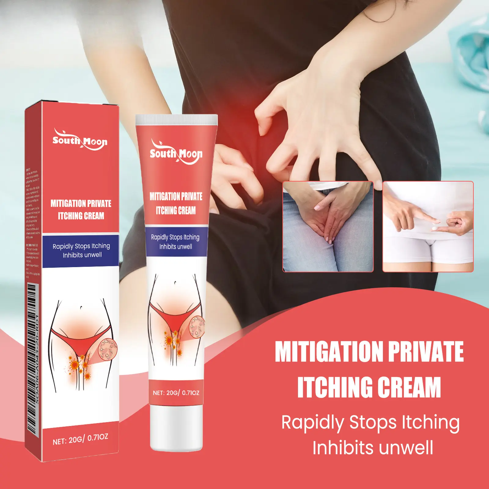Women’s Anti-Itch Body Cream – Odor Relief, Soothing Cleansing & Sensitive Skin Care – 20g Fast-Acting External Use Formula