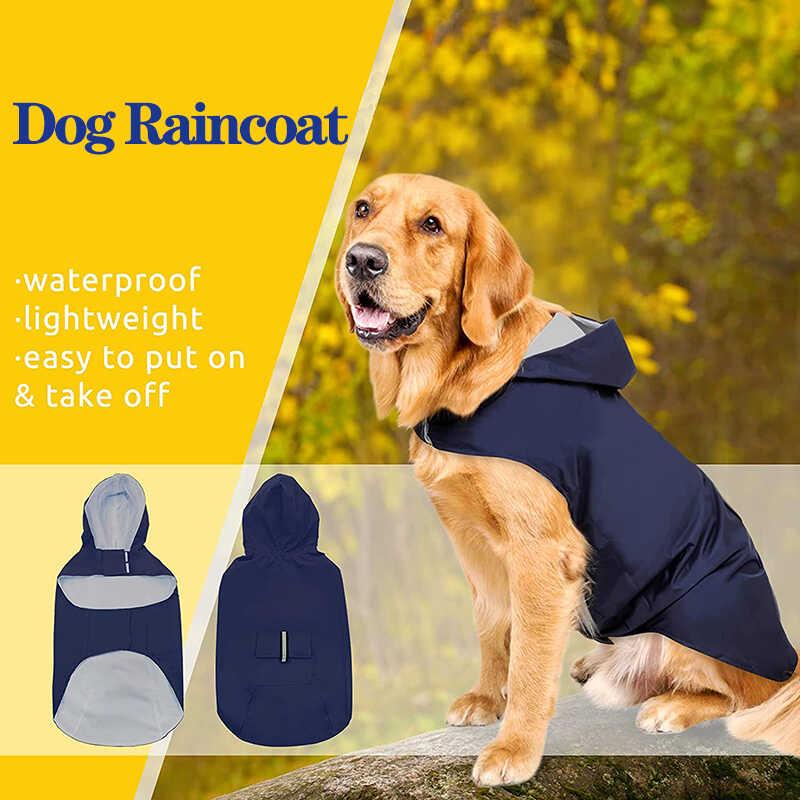 Product Introduction of Dog Small Large Waterproof Clothes Reflective  Rain Coats Hooded Jacket Raincoat Chihuahua Pet plies 22