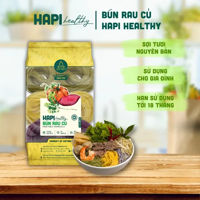 Bún Rau Củ Dinh Dưỡng HAPI HEALTHY 3 VỊ - Ít tinh bột, Giàu chất xơ - 255gr 1