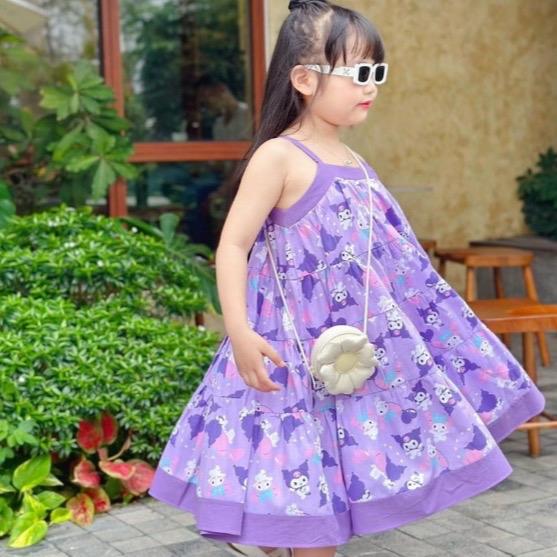 ￼DL28 (10 -35kg)váy đũi dây màu tím dáng dài - váy thiết kế chất đũi mềm siêu xinh thoáng mát cho bé gái 1