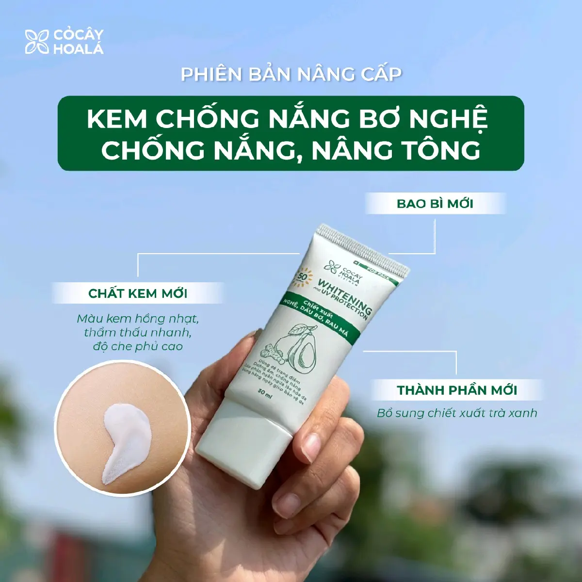 Kem chống nắng Bơ Nghệ  COCAYHOALA Dưỡng Da Body