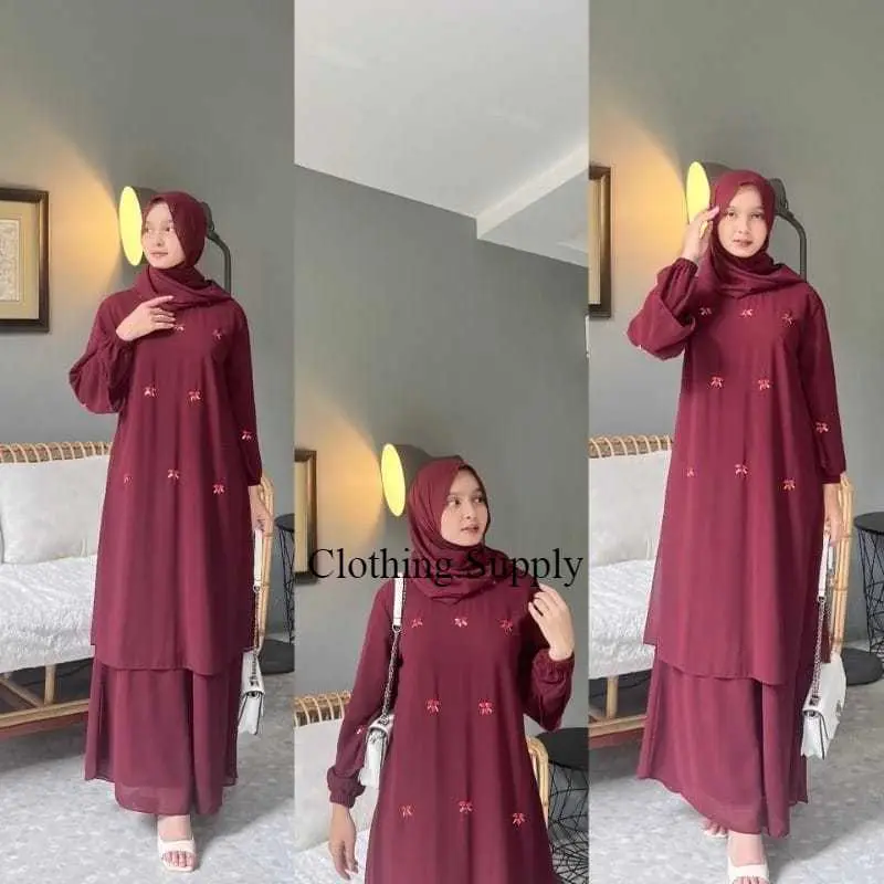 GAMIS MALAYSIA CERUTY FAYZA PAYET DRESS KONDANGAN DRESS PESTA DRESS MALAY TERBARU Muslim Wanita Dewasa Lebaran 1