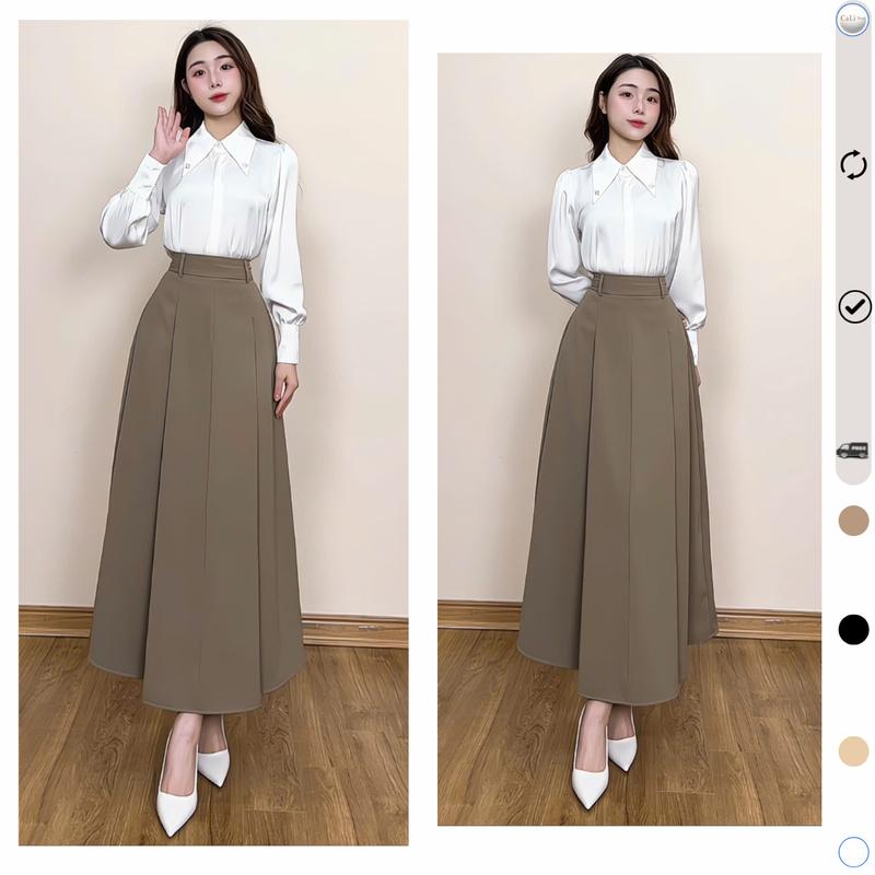 Chân váy dài xếp ly Cali.Shop chân váy xoè dáng chữ A chất nhập Hàn