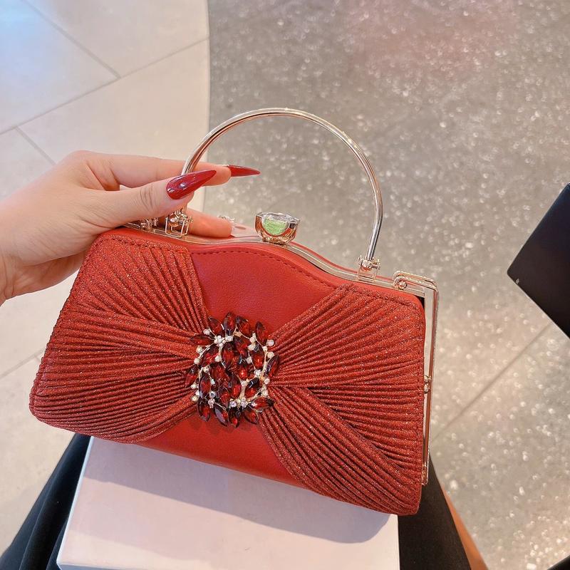 Túi Xách Đi Tiệc Size Lớn Cao Cấp, Túi Xách Cầm Tay Đi Tiệc Đi Làm Sui Nhũ Xoắn Nơ Hoa Đá Đẹp Sang Mã VX33