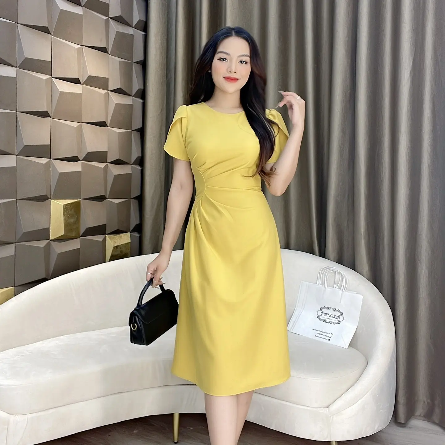 Váy tay cánh tiên tay mở che dấu bụng - X17