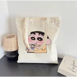 Breathable canvas bag features Crayon Shin-chan loves ice cream, making it not only stylish but also sturdy, durable, resistant to deformation, and breathable.