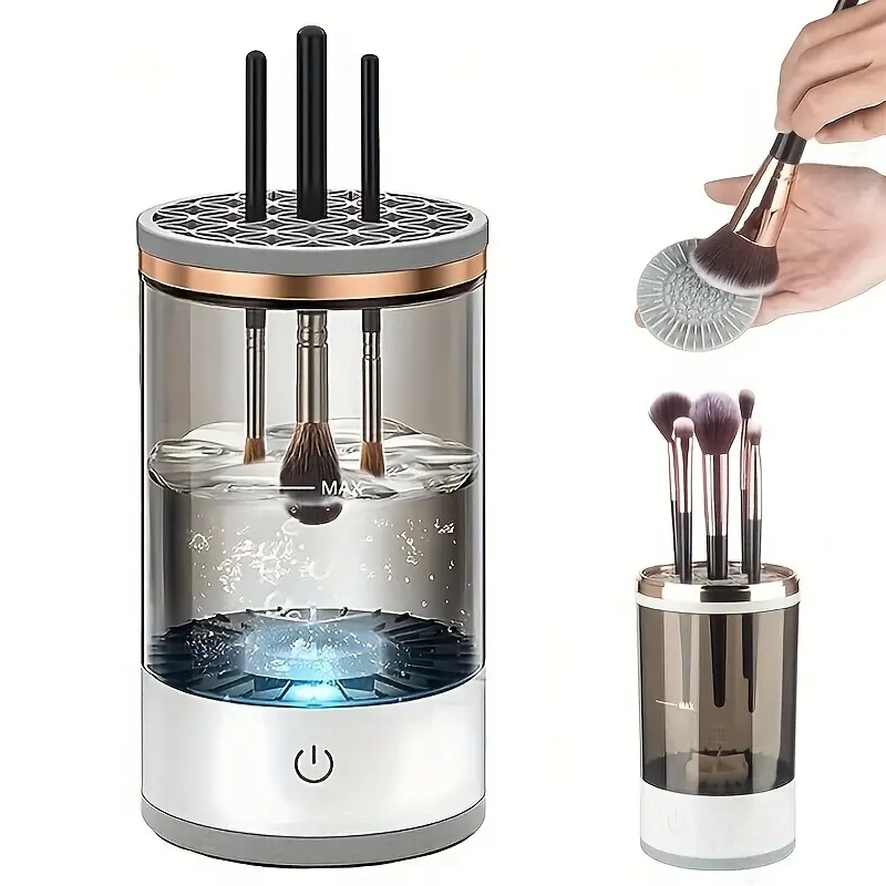 1pc Portable Electric Makeup Brush Cleaner, Cosmetic Brush Cleaner, 2024 New Electric Makeup Brush Cleaner, Makeup Brush Cleaner, Automatic Spinning Makeup Brush Cleaner Fit For All Size Makeup Brush