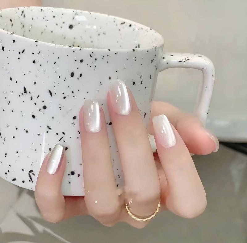 Mã 851 Nail Box Mắt Mèo Ánh Trăng Màu Trắng From Ngắn Bộ 30 Móng Xinh Xắn 851