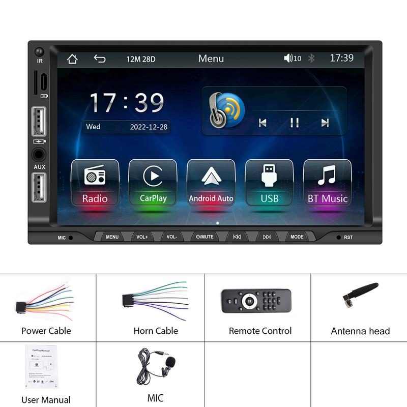 Product Introduction of Compatible with 7inch Dual-Socket MP5 Player - Wireless CarPlay with Microphone for Car Central Control Integrated System 53