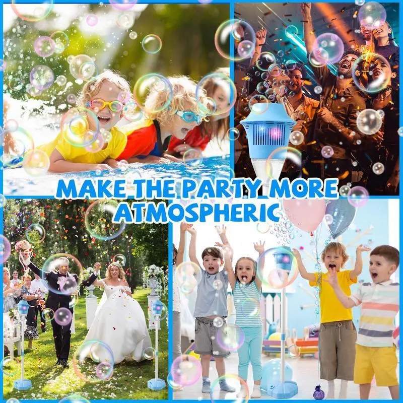 Bubble Machine Toy, 1 Box Automatic Bubble Blower with 80ML Bubble Liquid & Accessories, Adjustable Height Bubble Maker for Wedding & Party 6