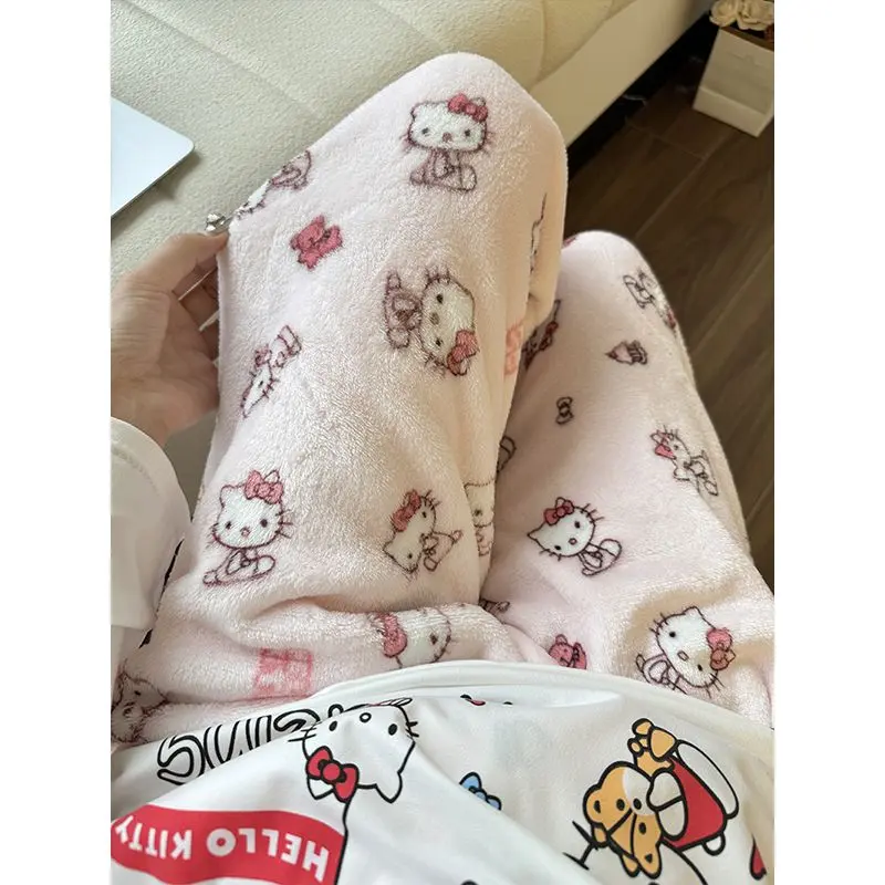 Quần Ngủ Có Đệm Nhung, Dày Dặn Mùa Đông, Nhung Hai Mặt Cho Nữ, Quần Ấm, Lông Cừu San Hô, Quần Mặc Nhà, Mềm Mại Và Ấm Áp, Có Thể Đeo Ngoài Trời Women Áo Top Pijama