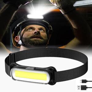 ミニフラッドライトCOBヘッドランプ 3モード ポータブルヘッドランプ USB充電式 釣り・キャンプ・夜間ランニング・メンテナンス・登山・ハイキング用