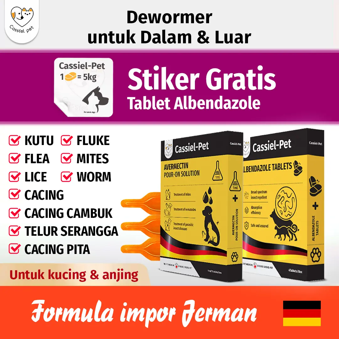 Cassiel Pet Obat Hewan Pengobatan Dan Anti-Nyamuk Dan Kutu Repelan Spot Anti-Kutu Anti-Gatal Obat Cacing Untuk Kucing & Anjing Frontline Plus sirop satu barang