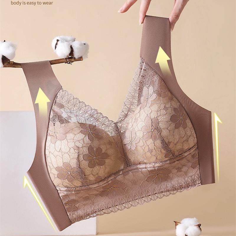 Large Size Lace Beautiful Back Push-up Bra, Adjustable Big Breasts, Small Beauty Vest, Support Side Breasts Women's Underwear 4
