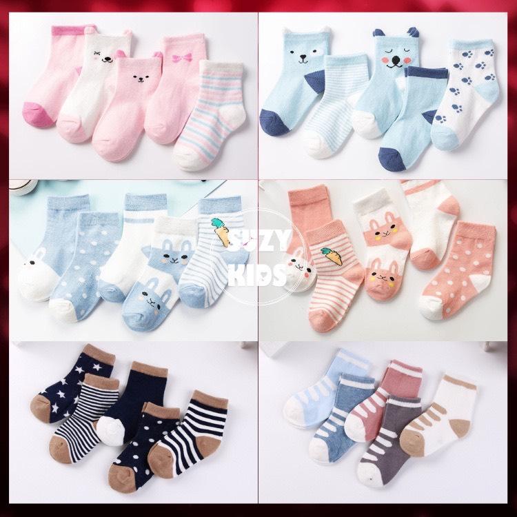 Sét 5 Đôi Vớ Cho Bé Tất Trẻ Em Chất Cotton Dày Dặn Vải Mềm Mịn Từ Sơ Sinh Đến 6 Tuổi V01