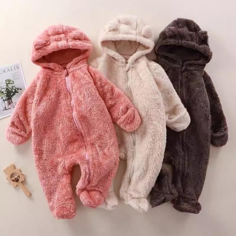  Body liền tất liền bao tay ấm áp cho bé sơ sinh tới 18 tháng Bodysuit lông cừu san hô dài tay Hàng Quảng Châu cho bé trai bé gái mặc mùa đông SLD19 