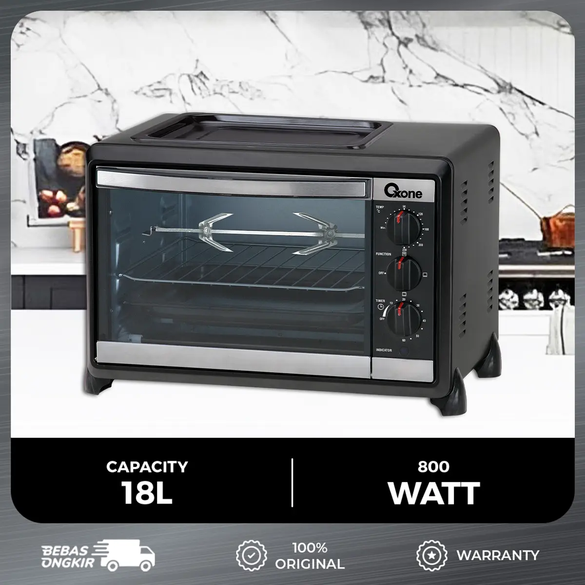 Oven Listrik Oxone OX858BR 18 Liter 4in1 – Rotisserie & BBQ 680 Watt