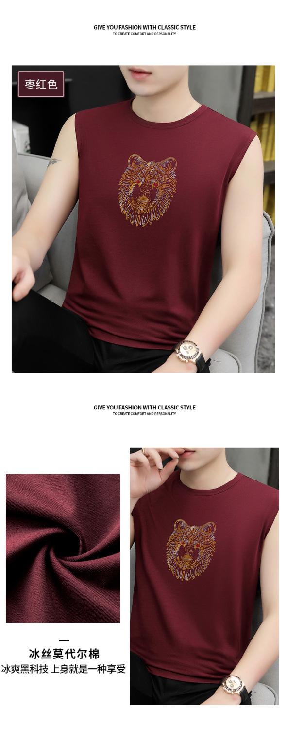 Product Introduction of Ice Silk Modal Thin Sleeveless Vest for Men Summer New Trendy Stylish Short Sleeve Undershirt Base T-Shirt Men's Sport 26