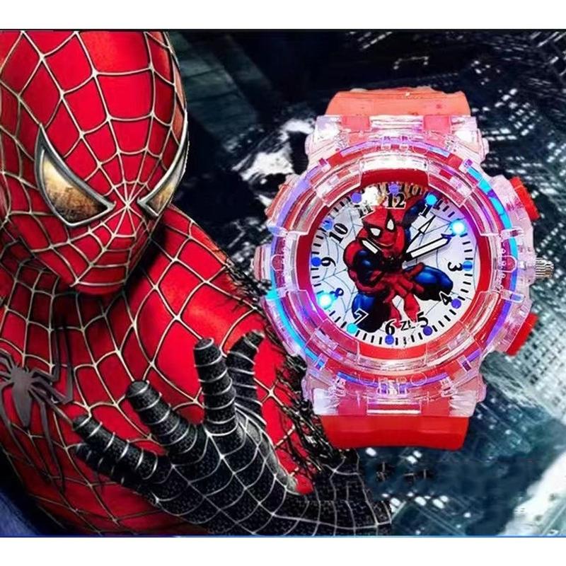 Hoạt Hình Đồng Hồ Đeo Tay Có Đèn led Hình Spiderman / Kurome Nhiều Màu Sắc Cho Bé